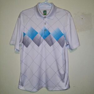 2UNDR Medium Argyle Print Performance Polo-Golf-Moisture Wicking-Quick Dry